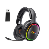 OCG Gaming Headset 2.4GHz Bluetooth Wireless Gaming Headphones for PS5 PS4 PC with Retractable Microphone,RGB Light Wireless Headset Wired Mode for Mac Switch PS2 Black