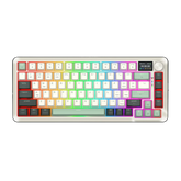 Redragon K708 Pro Wireless Mechanical Gaming Keyboard - Gasket-Mounted RGB Backlit, 81 Customizable Keys, 3-Mode (2.4G/Bluetooth/USB), Hot-Swap Pre-Lubed Switches, Screen & Control Knob - White Green