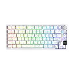 ATTACK SHARK X820 Ultra 75% Wireless Gaming Mechanical Keyboard Hot-Swappable Gasket Mount RGB Backlit BT/2.4G/Wired Custom Keyboard with Smart TFT Display&Knob QMK Driver-White Contour&Gift Switch