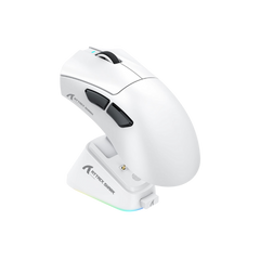 ATTACK SHARK V3 PRO Wireless Esports Gaming Mouse with Magnetic Charging Dock:62g Lightweight-1K Polling-25K DPI-PAW3311 Sensor,Wired/BT/2.4Ghz Programmable,BK52820 IC for PC Laptop Gamer(White+Tape)
