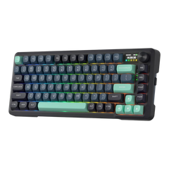 Redragon K724 PRO Wireless Gasket Gaming Keyboard w/Hype Screen & Knob, 81-Key Mechanical Keyboard, Easy-Control 1.14’’ TFT Info Display, 5-Layer Noise Dampening, Custom Linear Switch, Dark Jade Color