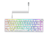 Attack Shark X65PRO HE Rapid Trigger Magnetic Mechanical Keyboard,60% Hot Swappable,Hall Effect Sensor,Adjustable Actuation,Tri-Mode RGB, 8KHz Polling Rate with Coiled Cable for MOBA/FPS/RTS-White