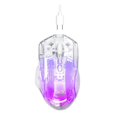 Redragon Wired Gaming Mouse, 24,000 DPI, 7 Programmable Button, 2 Side Buttons, 8 RGB LED Backlit Mode, Clear Transparent Shell, Light up Gamer Mice, Soft Cable for PC/Mac/Xbox, White