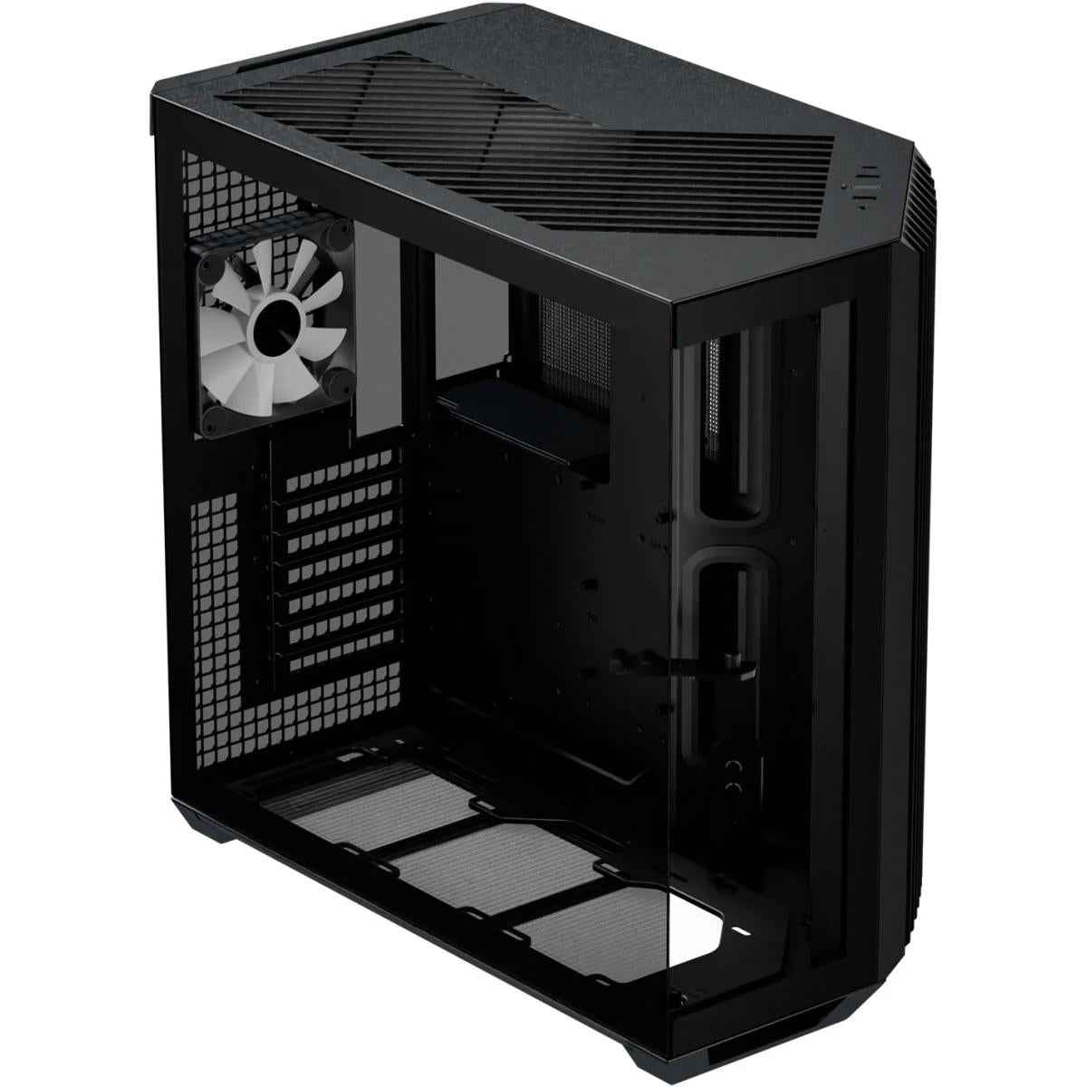 APNX V1 (Black) Dual Chamber Panoramic 2 Glasses Design ATX Mid Tower Mesh Ventilation Pattern Tempered Glass Gaming Case w/ 4x120mm ARGB Fans, Adjustable Motherboard Position Bracket, Support Up To 10x12cm Fans & Type-C | V1-BK-v3 |