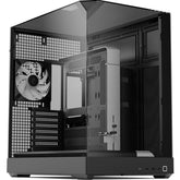 APNX V2 (Black) Dual Chamber Premium Sleek Panoramic 3 Glasses Design ATX Mid Tower Tempered Glass Gaming Case w/ 4x140mm ARGB Fans, Support Up To 10x12cm Fans, Reverse Connector Motherboard & Type-C | APX-V2-BK-FRB |
