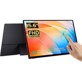 V2COM TC2 15.6'' IPS Full HD Portable Monitor Touchscreen, Tempered Glass, Travel Monitor with Kickstand & Speaker, HDMI USB C External Monitors for Mac Laptop Phone Computer