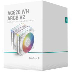 Deepcool Ag620 Argb V2 Cpu Air Cooler Mighty 260w Tdp 6pcs Copper Heat Pipes Argb Sync W/120mm Pwm Fan , White