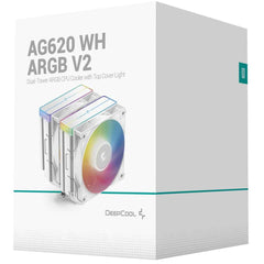 Deepcool Ag620 Argb V2 Cpu Air Cooler Mighty 260w Tdp 6pcs Copper Heat Pipes Argb Sync W/120mm Pwm Fan , White