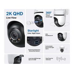 Tp Link Tapo C520ws 2k Qhd 4mp Outdoor Pan And Tilt Security Smart Wi Fi Camera, Ip66 Weatherproof, Ai Detection, 360 Visual Cover