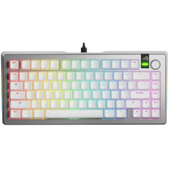Glorious Gmmk 3 He Prebuilt Mechanical Wired Gaming Keyboard, Size 75%, Hall Effe, 8,000 Hz Polling Rate, Hot Swappable, Rgb Backlighting, Fox Switches, Arabic Layout, White