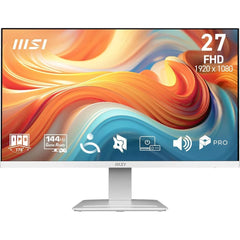 MSI PRO MP273W E14A 27" IPS Full HD 144Hz 1ms Less Blue Light PRO VESA Mountable Built-in Speakers Tilt-Adjustable HDMI & DP - White