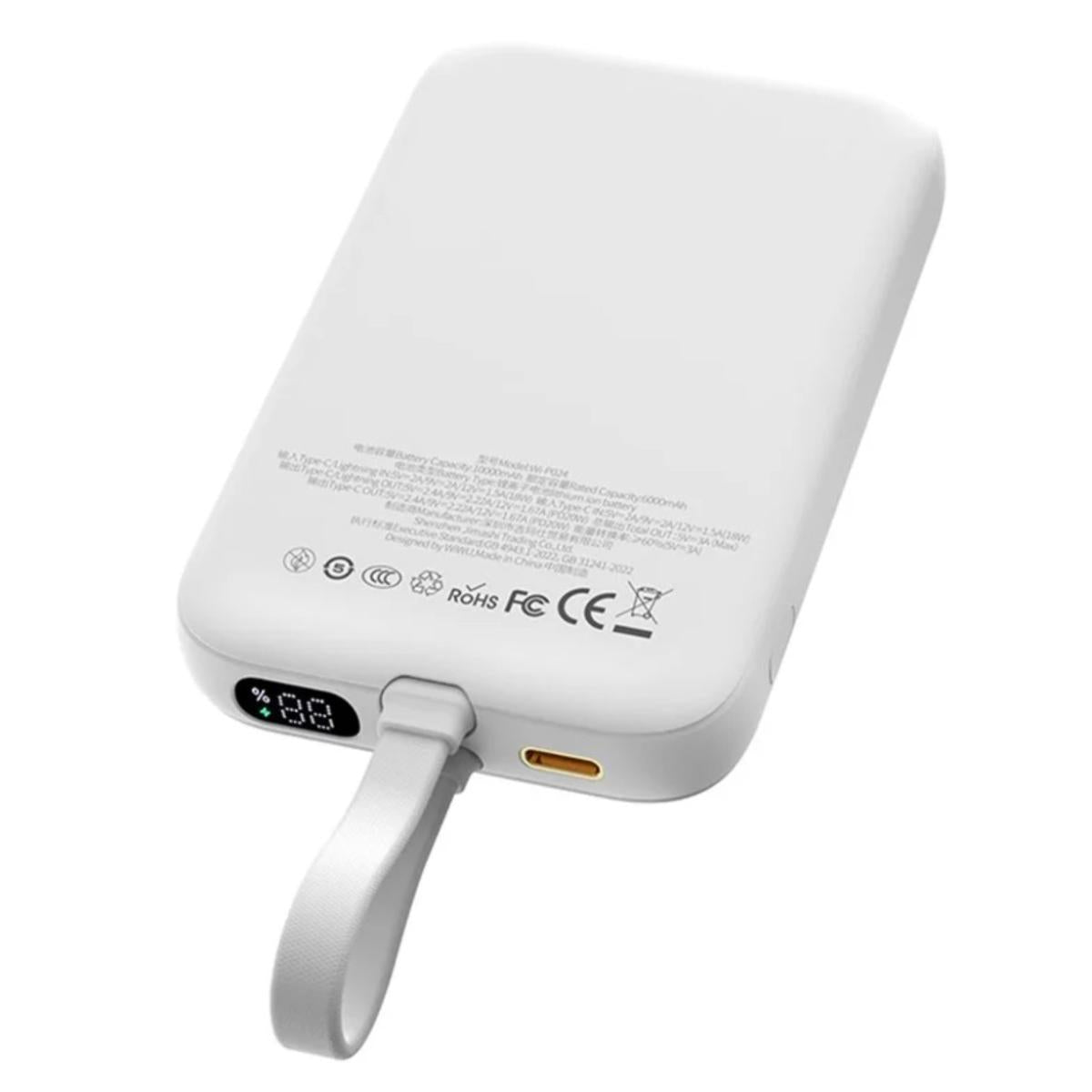 Wiwu Wi P024 10000mah Magnetic Wireless Charging Power Bank Pd 20w Fast Charging Battery Pack With Built In Cable White Wiwu Wi P024 10000mah Magnetic Wireless Charging Power Bank Pd 20w Fast Charging Battery Pack With Built In Cable White