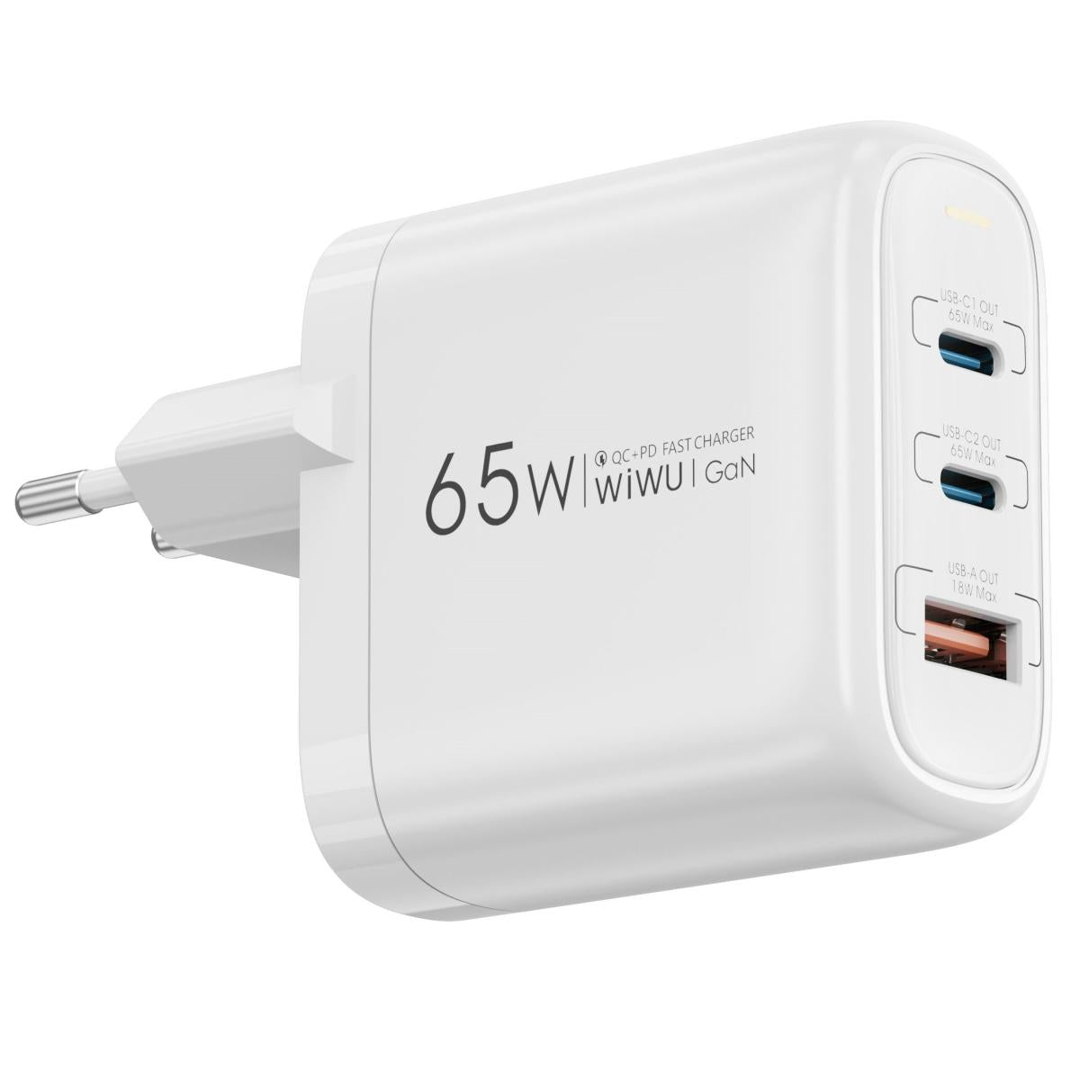 Wiwu Wi U024 Ark Gan 65w High Quality Fast Charging Usb Type C X 2 + Usb A Qc & Pd Multi Port Power White Wiwu Wi U024 Ark Gan 65w High Quality Fast Charging Usb Type C X 2 + Usb A Qc & Pd Multi Port Power White