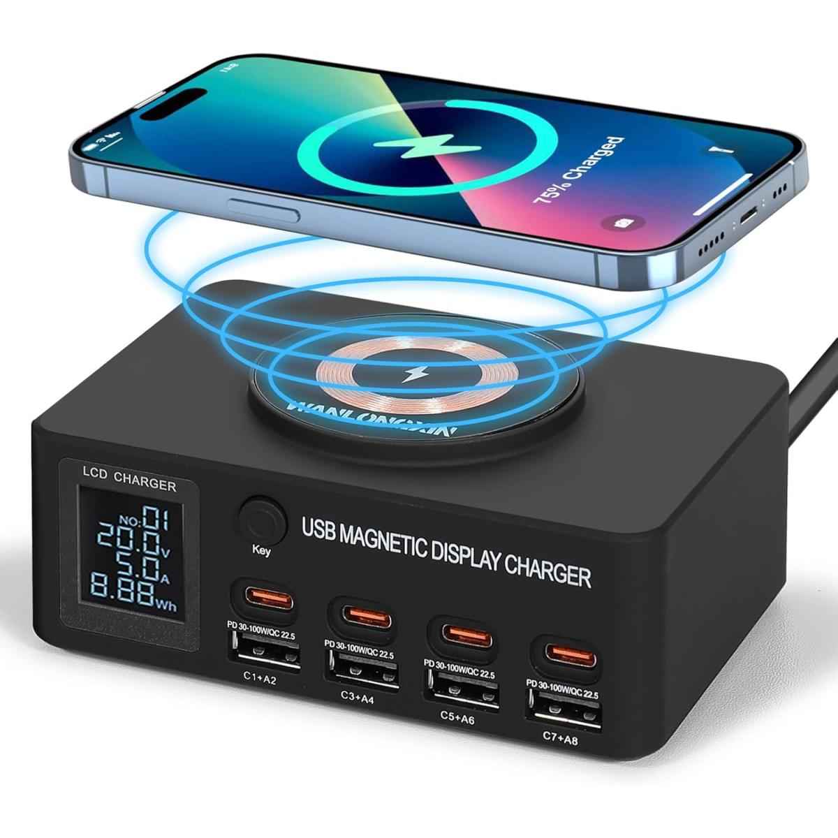 9 in 1 WLX-818D+ USB Magnetic Wireless Charging Station 140W