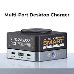 7-IN-1 WLX-R8C Magnetic Wireless Smart Multi-Port Desktop Charger 80W
