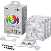 ASUS TUF Gaming TF120 ARGB Triple Fan Kit w/ Controller 3Pin LEDs Blade 120mm PWM Control For Computer Case & Liquid Radiator -White