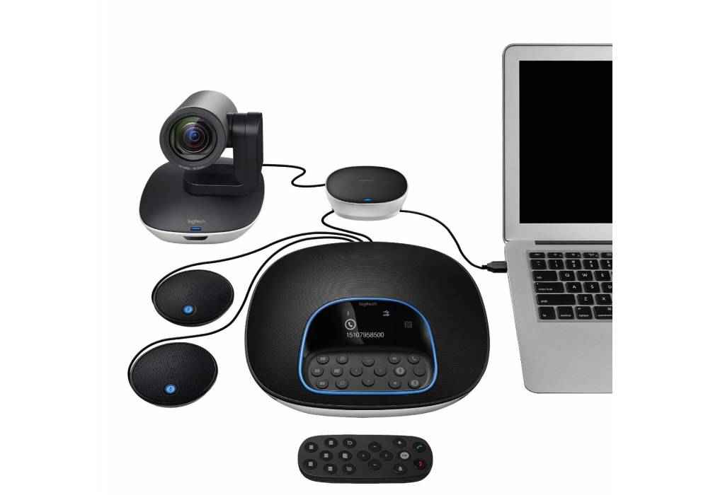 Logitech GROUP Video Conferencing Bundle with Expansion Mics for Mid to Large-sized Meeting Rooms w/ Extension Microphones