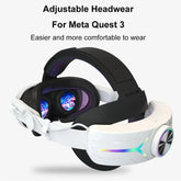 RGB Adjustable VR Head Strap for Meta Quest 3 Reduce Face Pressure Head Strap Built-in 8000mAh Battery for Meta Quest 3 Headset - CompuMe