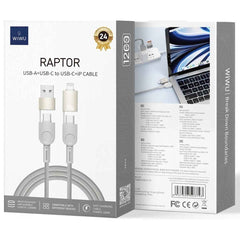 Wiwu Raptor Wi C051 4in1 Usb C + A + Lightning 100w Fast Charging Cable White