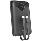 Wiwu Wi P022 Galaxy Power Bank 22.5w, 10000mah Fast Charging, With Dual Built In Charging Cable Type C + Lightning Black - CompuMe