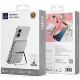 Wiwu Wi P034 5000mah Ultra Slim Portable Power Bank With 15w Output Multiple Funions Foldable Stand Back Mirror Wireless Charging Silver - CompuMe