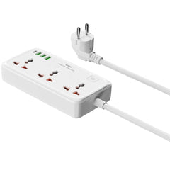WiWU Wi-S005 7 in 1 High-Capacity Power Strip, 30W PD GaN Fast Charging Port (USB-C), 4000W Max, Output interface: 1xType-C, 3x USB-A, 3xAC - White