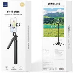 WiWU Wi-SE012 Live Broadcast Selfie Stick with Filled Lights + Remote Control Bluetooth for Smartphone - Black