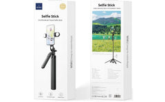 WiWU Wi-SE012 Live Broadcast Selfie Stick with Filled Lights + Remote Control Bluetooth for Smartphone - Black