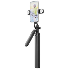 WiWU Wi-SE012 Live Broadcast Selfie Stick with Filled Lights + Remote Control Bluetooth for Smartphone - Black