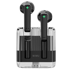 Wiwu T21 Transparent Wireless Bluetooth Earbuds Environmental Noise Cancellation Up To 180 Hours Of Standby Power Black - CompuMe