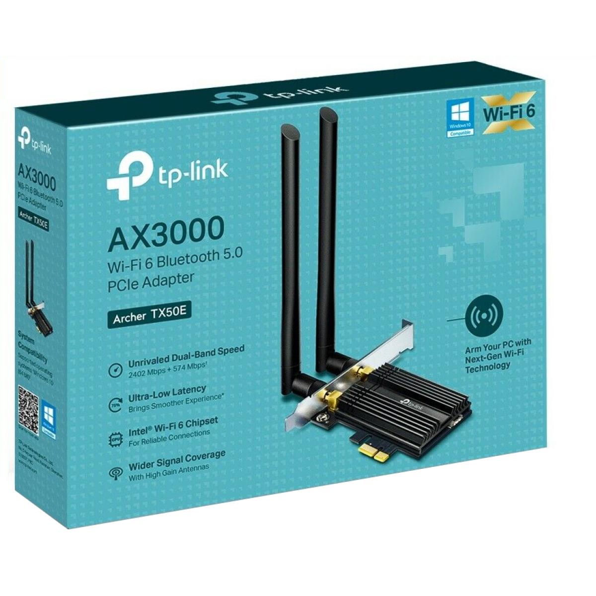Tp Link Archer Tx50e Ax3000 Wi Fi 6 Bluetooth 5.2 Pcie Adapter For Pc With Heat Sink, Mu Mimo, Ultra Low Latency Tp Link Archer Tx50e Ax3000 Wi Fi 6 Bluetooth 5.2 Pcie Adapter For Pc With Heat Sink, Mu Mimo, Ultra Low Latency