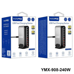 HAING YMX-908-240W 8 Port USB Fast Charging Station 240W EU Plug
