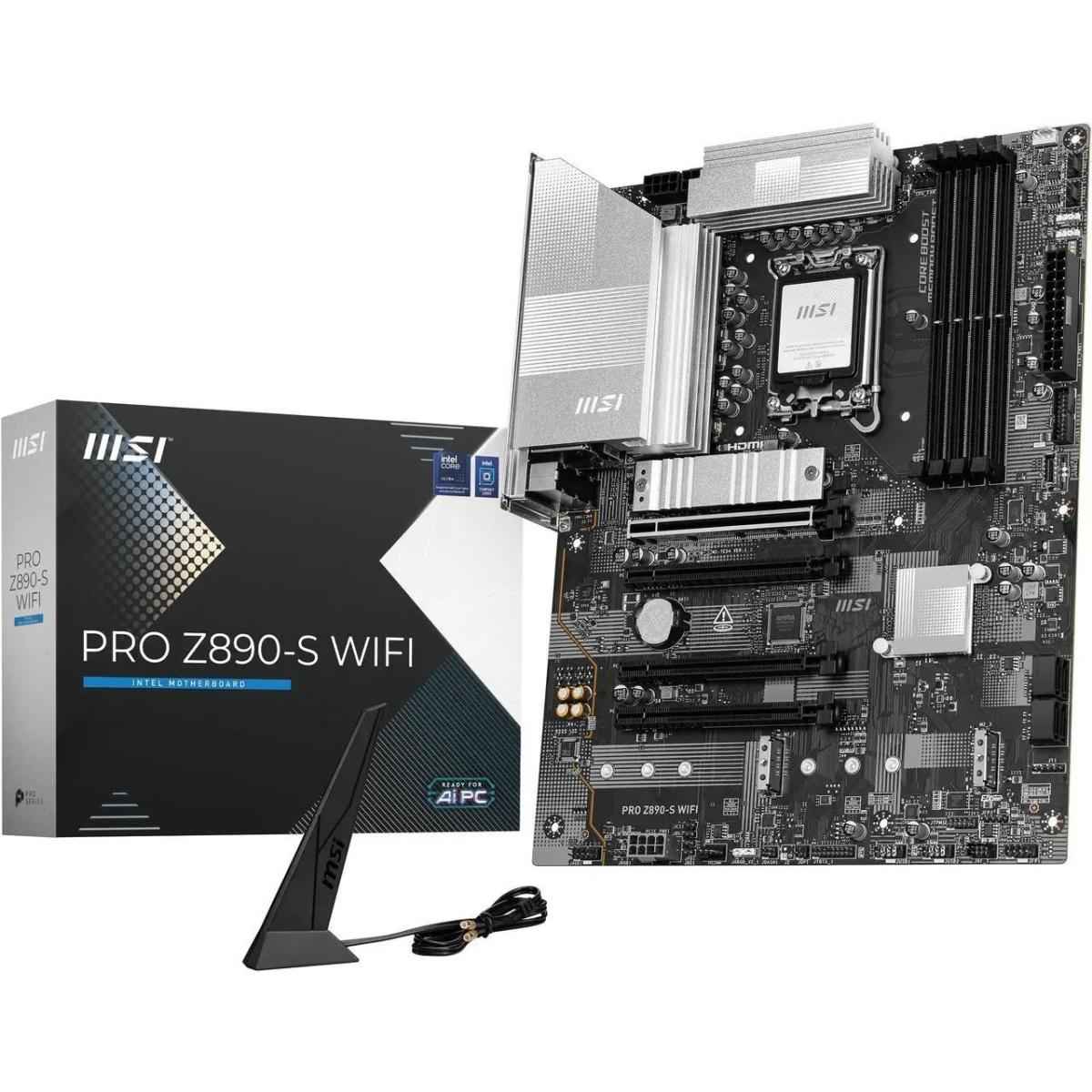 Msi Pro Z890 S Wifi Lga 1851 Atx Motherboard, Intel Z890 Chipset, 4x Ddr5 Udimm Slots, Up To 256gb Max Memory, 4x Pcie X16 Slots, 3x M.2 Slots, Wifi & Bt Conneivity