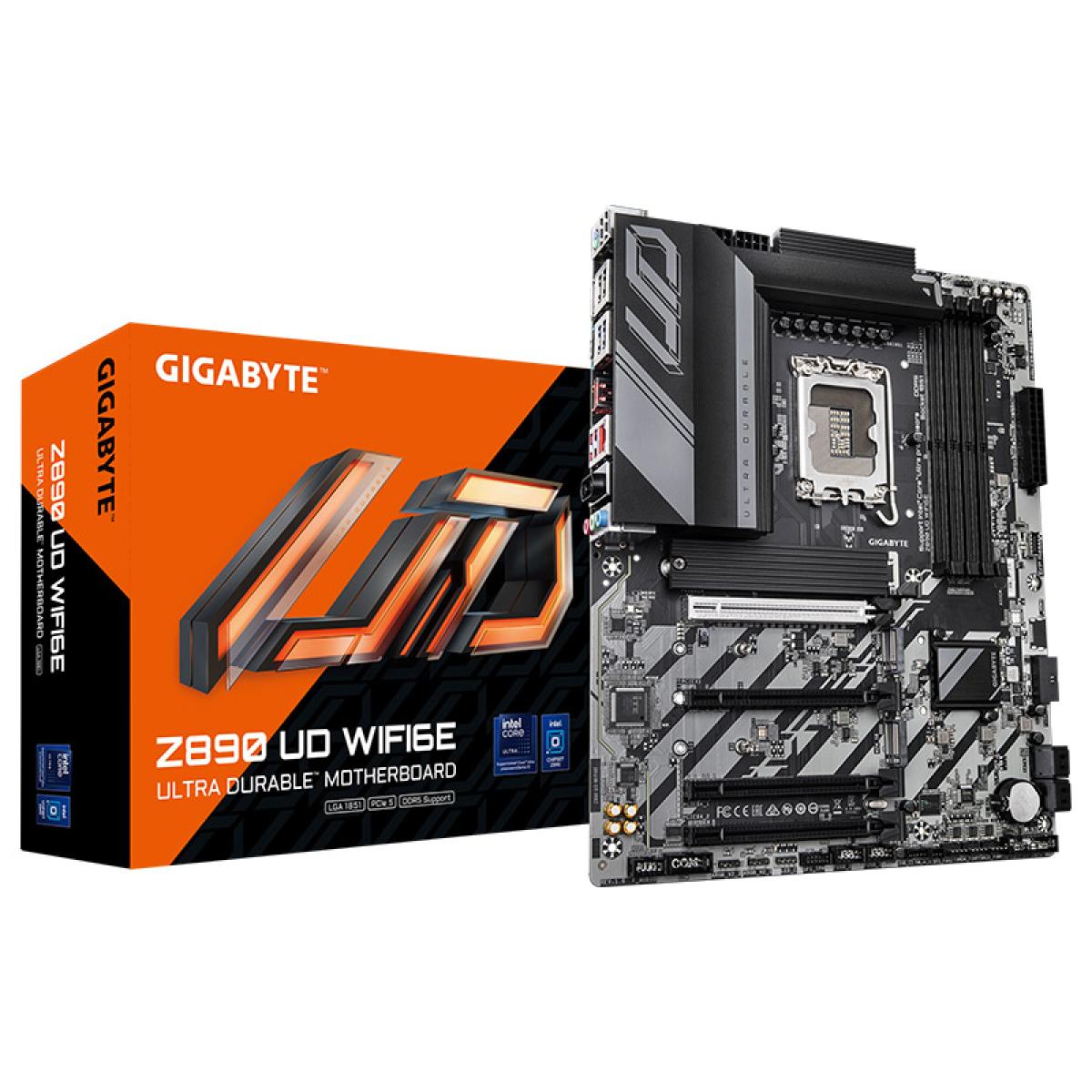 GIGABYTE Z890 UD WIFI6E, Intel Core Ultra (Series 2), LGA 1851/DDR5/PCIe 5.0/3xM.2 - ATX Gaming MotherBoard | Z890 UD WIFI6E | - CompuMe GIGABYTE Z890 UD WIFI6E, Intel Core Ultra (Series 2), LGA 1851/DDR5/PCIe 5.0/3xM.2 - ATX Gaming MotherBoard | Z890 UD WIFI6E | - CompuMe