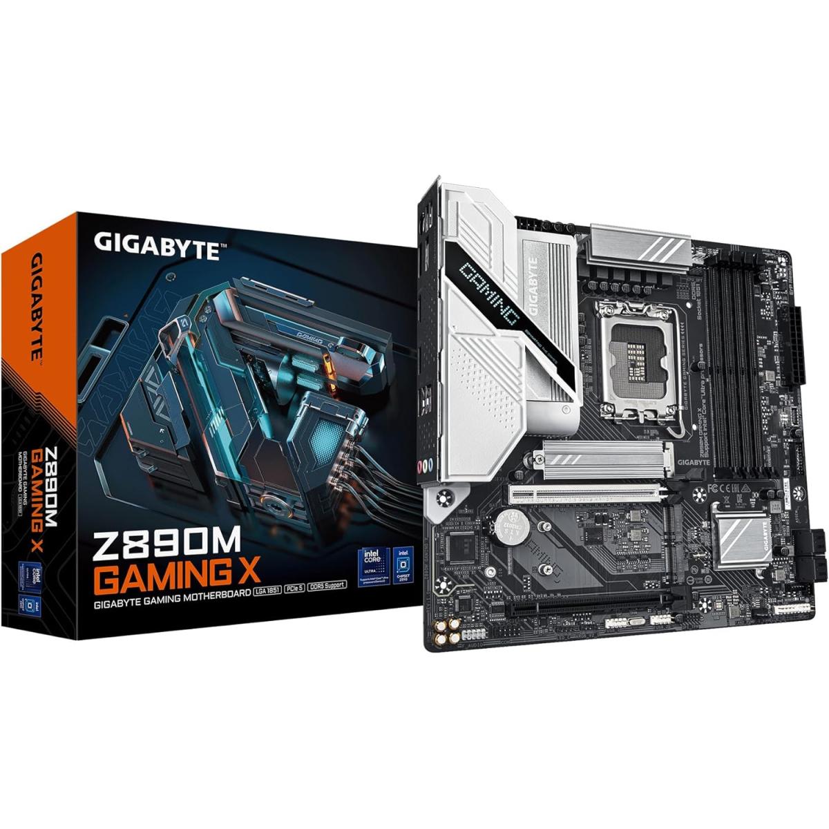 GIGABYTE Z890M GAMING X, Intel Core Ultra -Series 2-, LGA 1851-DDR5-PCIe 5.0-3xM.2 - mATX Gaming MotherBoard - Z890M GAMING X -