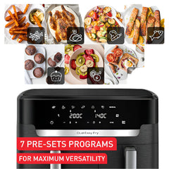 Tefal XXL Dual Easy Fry, XXL Dual Air Fryer, Synchronized Cooking, 11Lit, 2700Watts, Black - TEEY9428G0