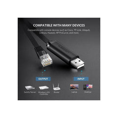 UGREEN 60813 USB ETHERNET RJ45 CONSOLE CABLE 3M