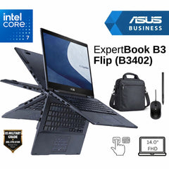 Asus ExpertBook B3 Flip (2025) B3402FVA Intel Core 7 10-Cores Business Class Military-Grade Aluminum 2-in-1 Touch Display Bundle ((Carry Case + Mouse + Styluse))