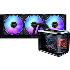 ASUS ROG Ryuo IV SLC 360 ARGB Liquid CPU Cooler, 6.67" AMOLED Display, 360mm Radiator, 3x 120mm MF-12C aRGB Fans, 2650 RPM Speed, 71.44 CFM Fan Airflow, Black