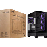 ASUS A31 Plus TG ARGB ATX 4x Pre-Installed ARGB Fans, Glass Front Panel, Compatible with Hidden Port Motherboards, 360mm Radiators, 380mm Graphics, Black