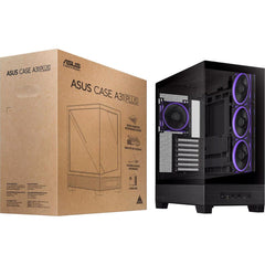 Asus A31 Plus Tg Argb Atx 4x Pre Installed Argb Fans, Glass Front Panel, Compatible With Hidden Port Motherboards, 360mm Radiators, 380mm Graphics, Black - CompuMe