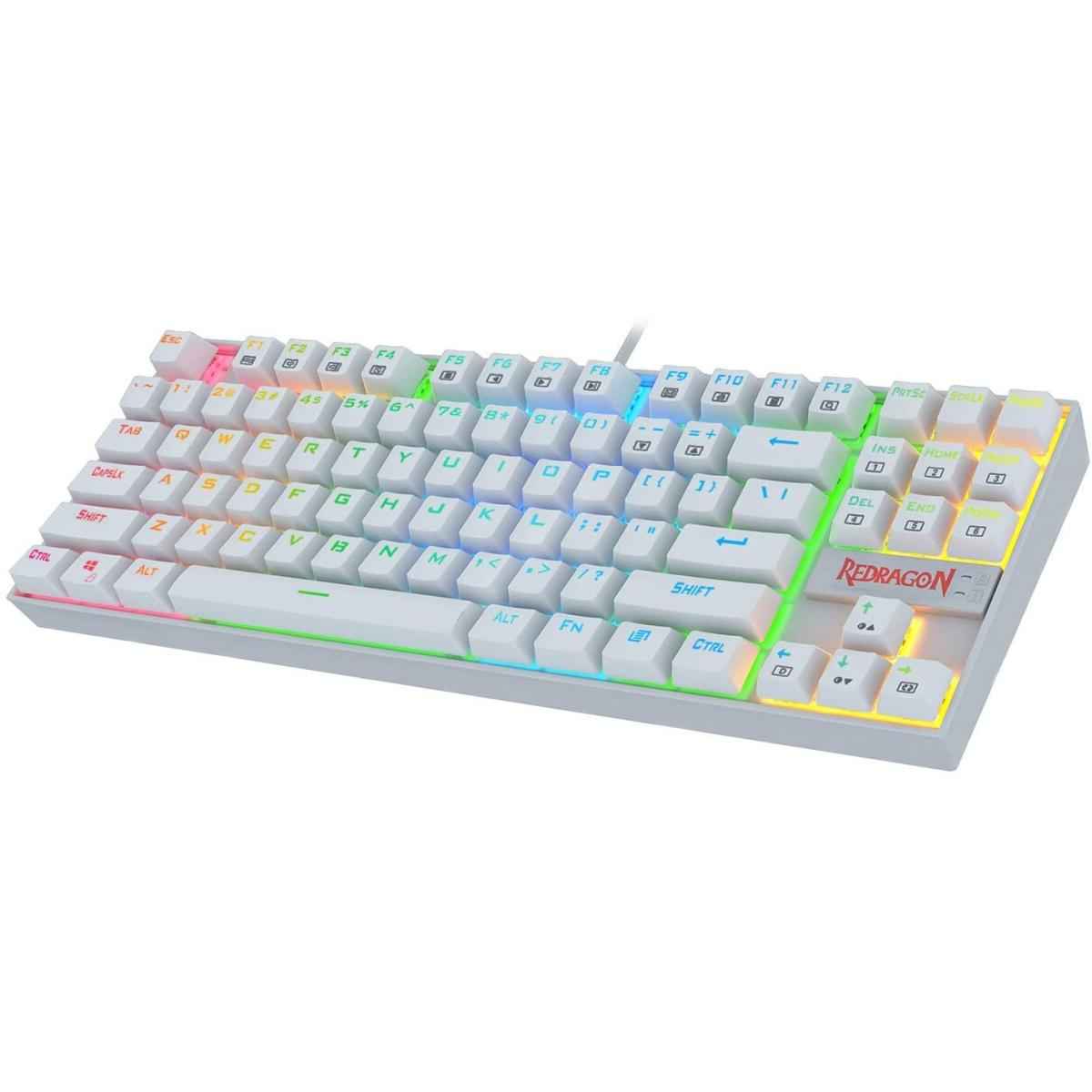 Redragon K552 Kumara 87 Keys Mechanical Gaming Keyboard Rgb Led Backlit Wired Anti Dust Proof Blue Switches White