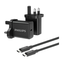 Philips DLP5312NB/12 GaN wall charger USB-C 30W with USB-C Cable Black