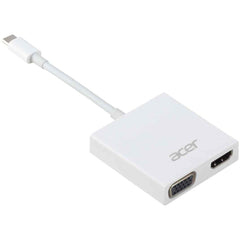 Acer Acb820 Usb Type C To Hdmi & Vga 2 In 1 Adapter Support Full Hd & 4k Resolution White - CompuMe