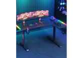 Advwin 160cm * 40cm L Shaped RGB LED Corner Gaming Desk Table - Black ( Right Side )
