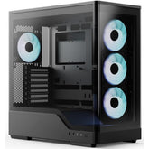 AeroCool P500A (Black) ARGB Stylish Panoramic Fish Tank Design ATX Mid Tower Tempered Glass Gaming Case w/ 4 Pre-installed 120mm ARGB Fans, Type-C & BTF Compatibility (Reverse Connectors)