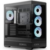 AeroCool P500B DIGI (Black) ARGB Stylish Panoramic Fish Tank Design ATX Mid Tower Tempered Glass Gaming Case w/ Dot-Pixel Display For System Stats, 4 Pre-installed 120mm ARGB Fans, Type-C & BTF Compatibility | ACL-P500B-DIGI-BK-FRPB |