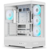 AeroCool P500B DIGI (White) ARGB Stylish Panoramic Fish Tank Design ATX Mid Tower Tempered Glass Gaming Case w/ Dot-Pixel Display For System Stats, 4 Pre-installed 120mm ARGB Fans, Type-C & BTF Compatibility | ACL-P500B-DIGI-WT-FRPW |