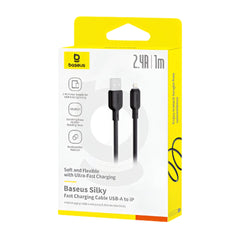 Baseus Silky Series USB-A to Lightning Fast Charging Cable, 1m, 2.4A, Black - P10377702113-00