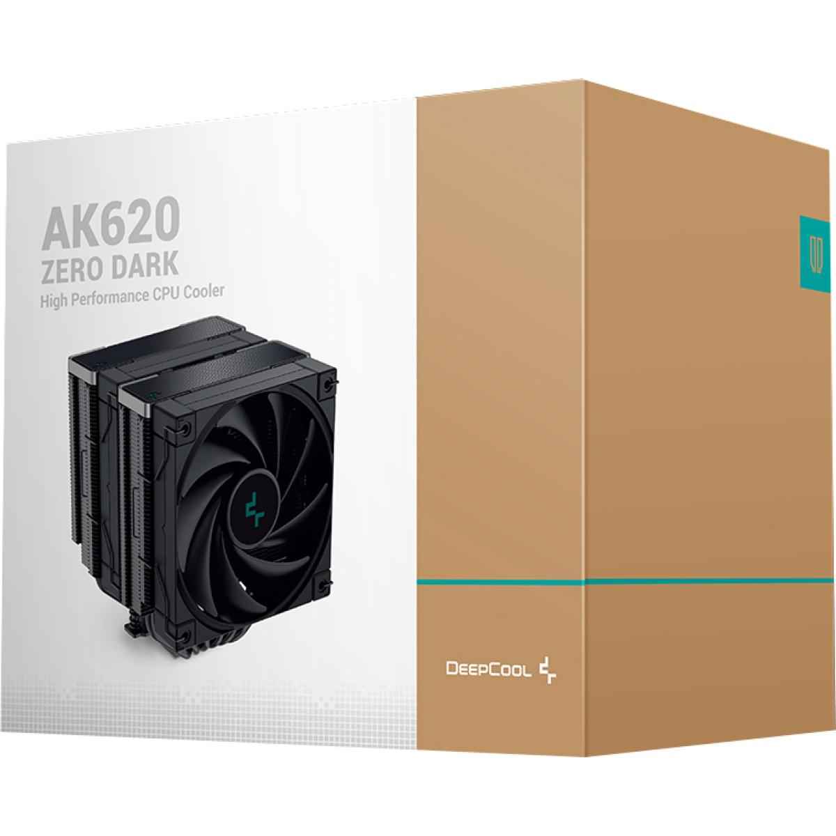 Deepcool Ak620 Zero Dark Cpu Air Cooler Mighty 260w Tdp 6 Copper Heat Pipes Dual Tower Cpu Cooler W/ 2x120mm Fans